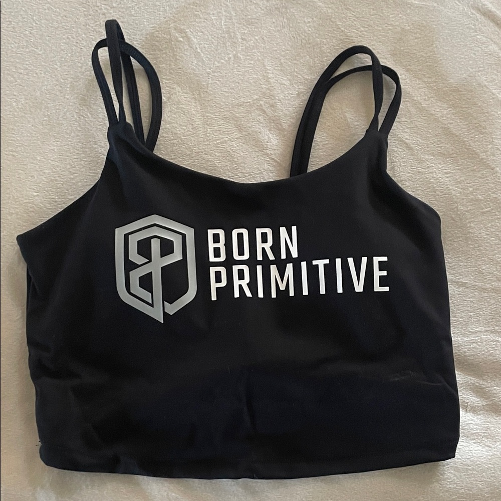 Born Primitive Black Sports Bra with White Logo